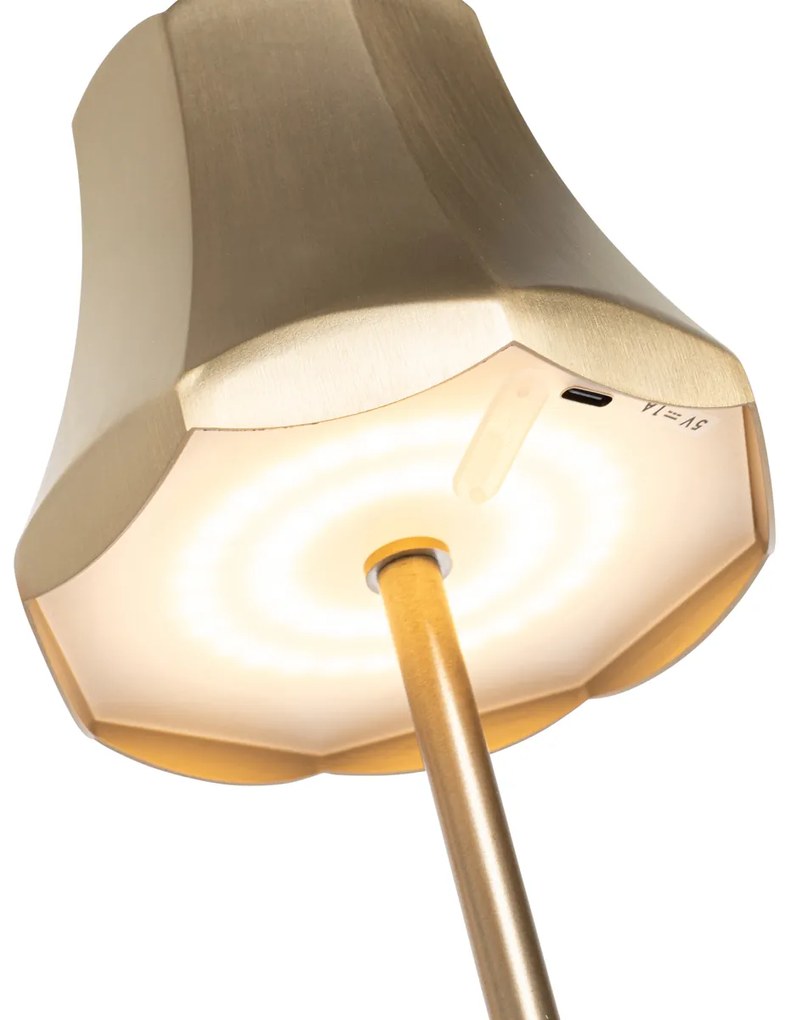 Retro stolná lampa zlatá nabíjateľná IP44 - Granny