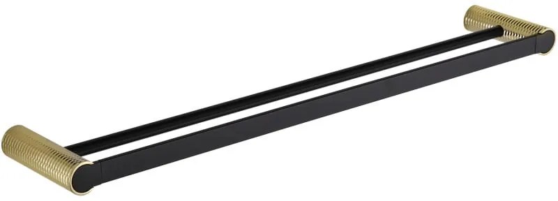 Mexen Base, 2-radový držiak na uteráky, čierna - zlatá, 7088225-57