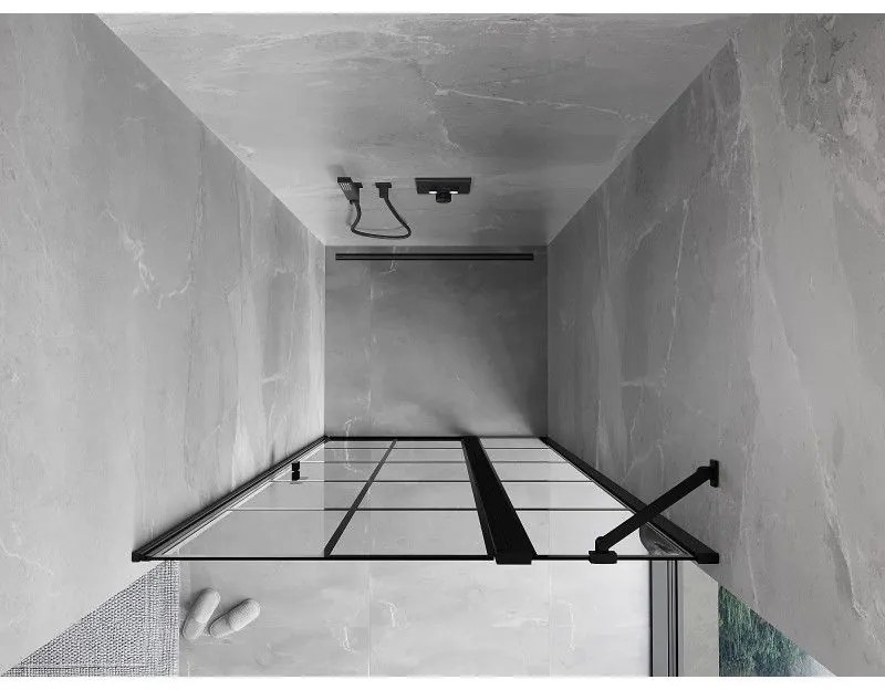 Mexen MIST, 1-krídlové sprchové dvere (1d+1s) 70x200 cm, 6mm číre sklo so vzorom mriežky, pravý, 8A4-070-000-70-77-P