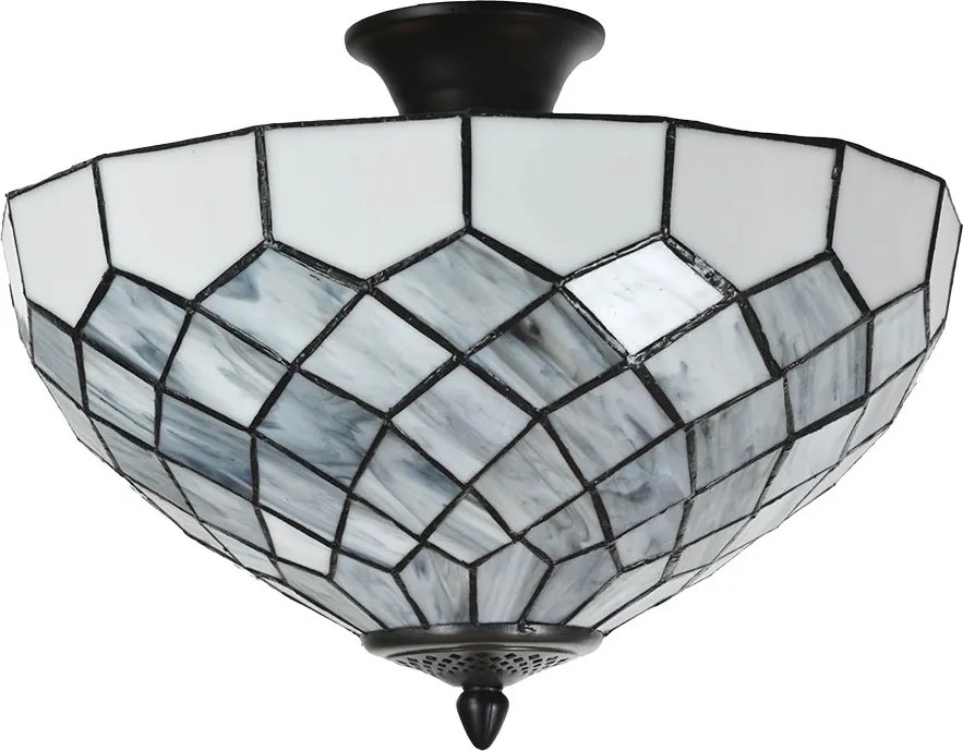 Bielo-šedá stropná lampa Tiffany Paulette - Ø 41*24 cm E14/ 2*40W