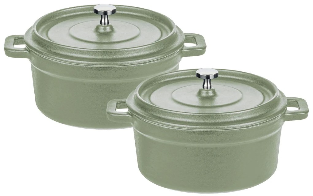 GSW Súprava liatinových mini servírovacích hrncov, 2-dielna (zelená)  (100354492)