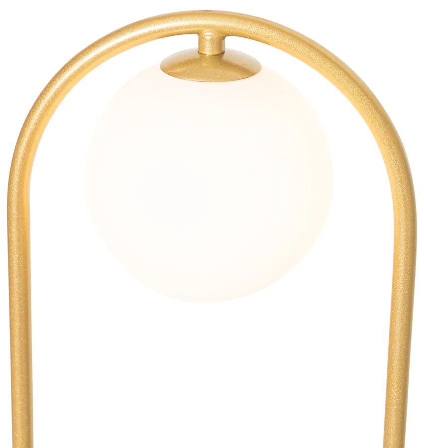 Art Deco stojaca lampa zlatá s bielym sklom - Isabella