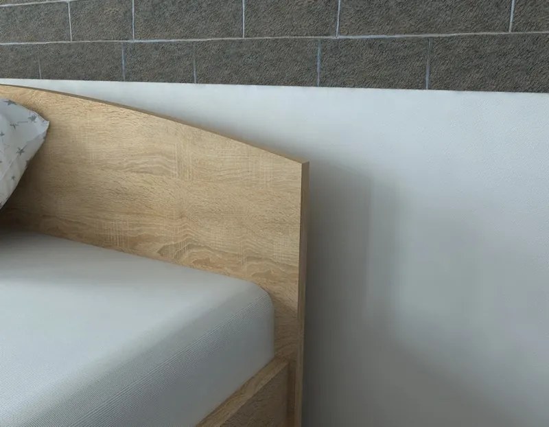 Posteľ s úložným priestorom Patrik 90x200 cm, dub sonoma