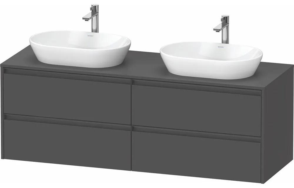 DURAVIT Ketho 2 závesná skrinka pod dve umývadlá na dosku, 4 zásuvky, 1600 x 550 x 568 mm, grafit matný, K24899B49490000