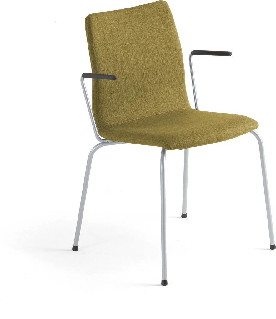 Konferenčná stolička Ottawa, s opierkami rúk, olivová tkanina, šedá
