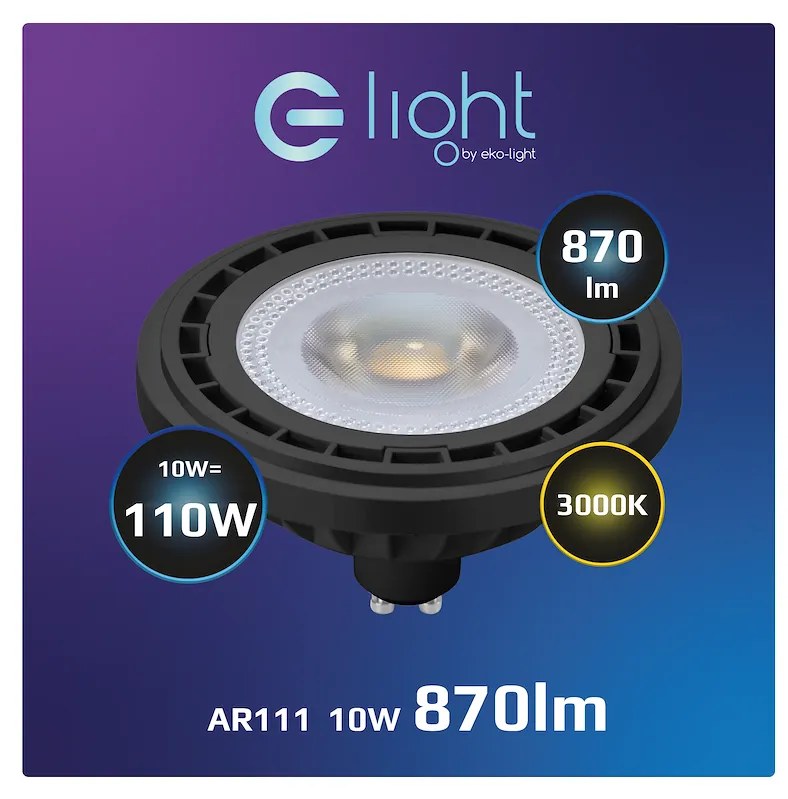 Ecolamp Halogénová LED žiarovka GU10 teplá 3000k 10w 870 lm čierna
