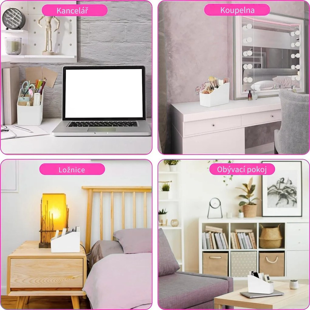 ALTOM Organizér s bambusovými priehradkami, biely OWELEK, S - 10x17x13