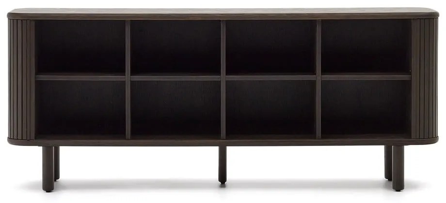 Tmavohnedá nízka komoda v dekore jaseňa s posuvnými dverami 180x75 cm Mailen – Kave Home