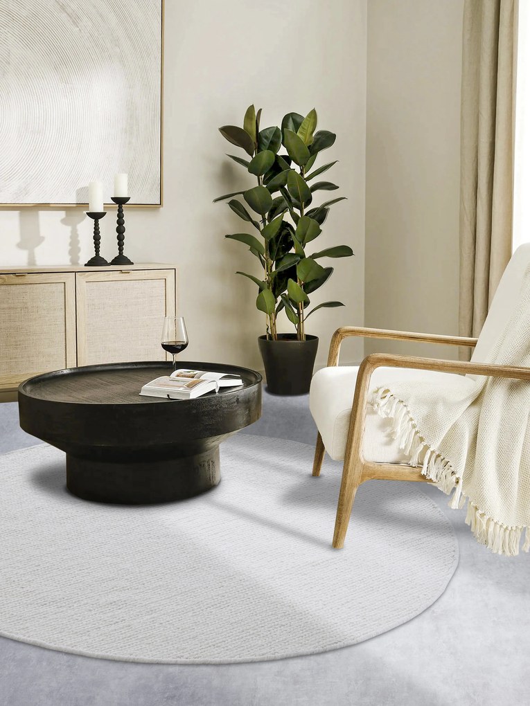 Villeroy & Boch Kusový koberec 106048 White kruh, 200x200 (priemer) kruh, biela, obývacia izba