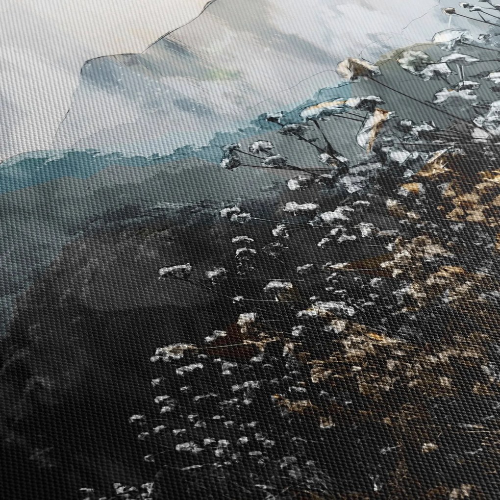 Obraz - Ilustrácie divokých kvetov (s hodinami) (90x30 cm)