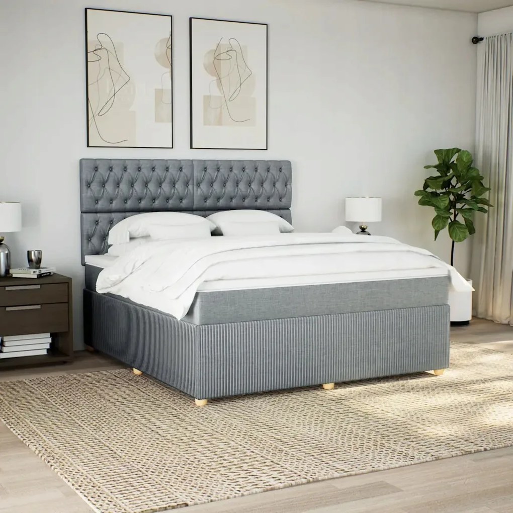 vidaXL Boxspring posteľ s matracom bledosivá 180x200 cm látka