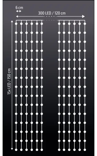 Brilagi - LED Vianočný záves 300xLED/8 funkcí/3xAA/USB 1,2m studená biela