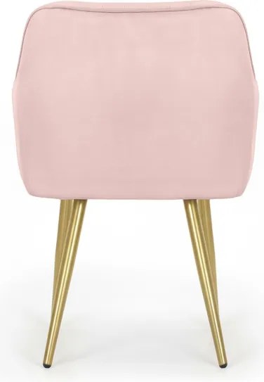 Sada šiestich jedálenských stoličiek FLORENCE zamatové, púdrovoružové / zlaté nohy (6 ks)
