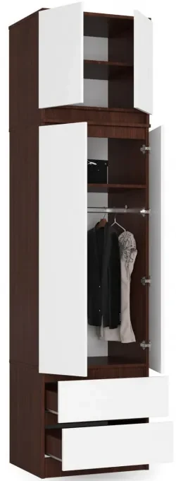 Skriňa s nadstavcom S 60 cm 2D 2SZ CLP wenge / biela