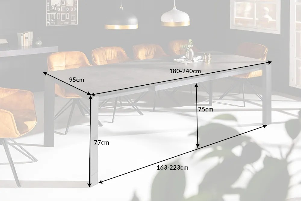 Jedálenský stôl X7 180-240cm keramický antracit
