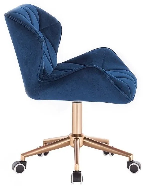 LuxuryForm DESIGN Stolička MILANO VELUR na zlatej podstave s kolieskami - modrá