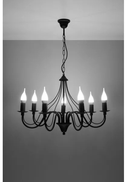 Luster na reťazi MINERWA 7 7xE14/40W/230V čierna