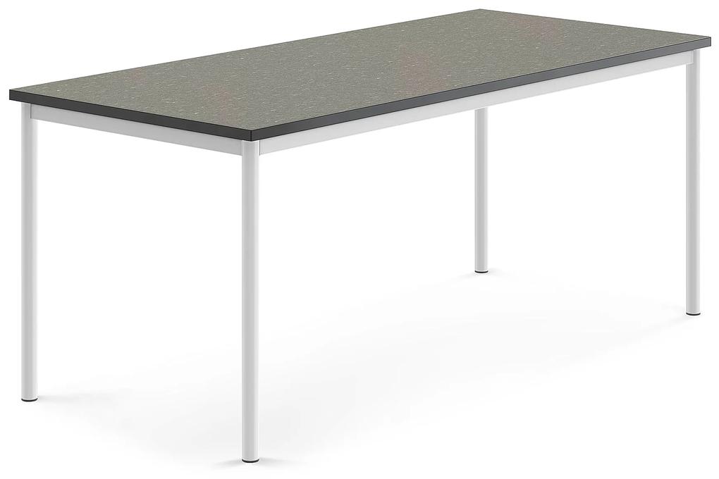 Stôl SONITUS, 1800x800x720 mm, linoleum - tmavošedá, biela