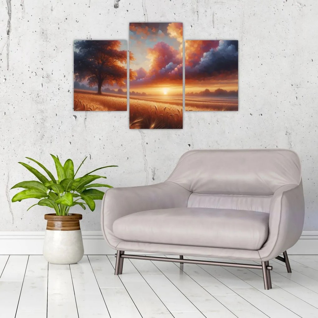 Obraz – Západ slnka na poli (90x60 cm)