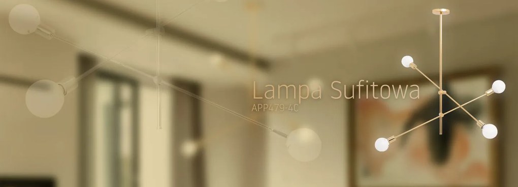 Toolight - Nastaviteľná stropná lampa dvojramenná 4xE27 60W APP479-4C, zlatá, OSW-00611