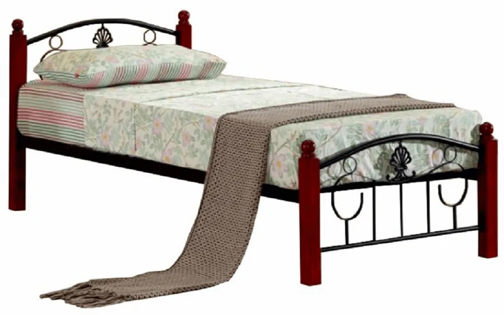 Kovová posteľ s roštom, 90x200, MAGENTA
