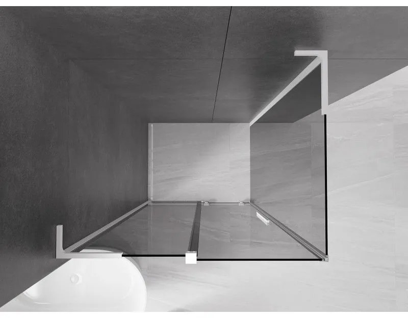 Mexen Velar L, sprchový kút s posuvnými dverami 110 x 90 cm, 8mm šedé sklo, biela matná, 871-110-090-43-20