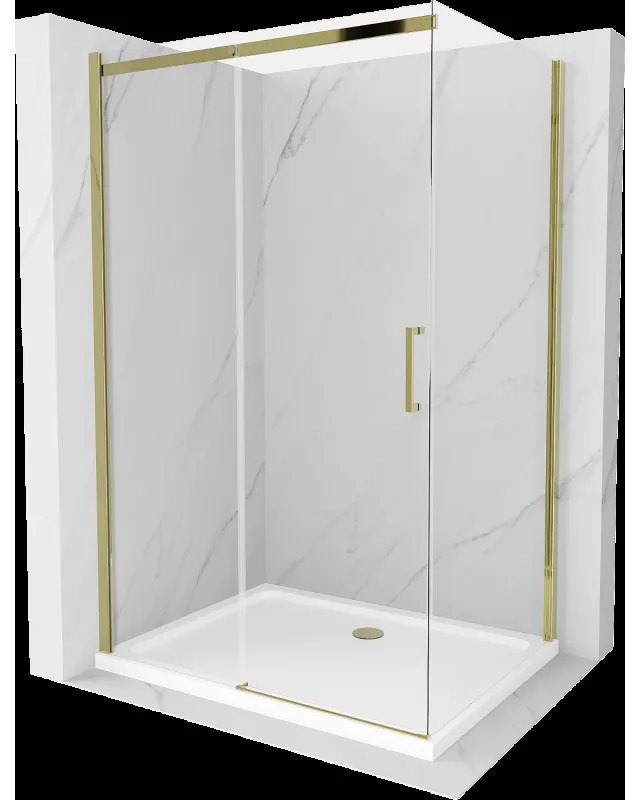 Mexen Omega sprchová kabína, posuvné dvere 120 x 90 cm, transparentnéné, zlatá + závesný bidet Flat - 825-120-090-50-00-4010