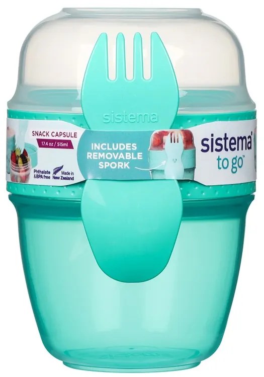 Box na jogurt a müsli, 2 komory + lyžica, SISTEMA, mix farieb Farba škatuliek SISTEMA: Fialová