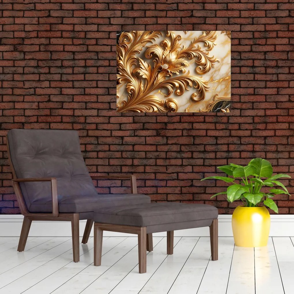 Sklenený obraz - Mramor so zlatom (70x50 cm)