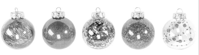Vianočné guľky - strieborné SYSD1688-064 (30ks)