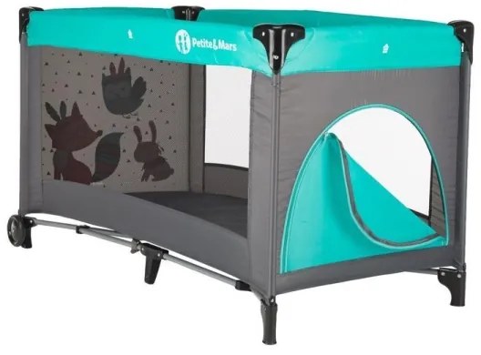 PETITE&MARS - Cestovná postieľka KOOT-FOX tyrkysová