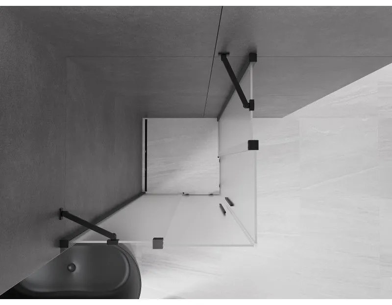 Mexen Velar Duo, sprchový kút s posuvnými dverami 90 x 90 cm, 8mm sklo námraza, čierna matná, 871-090-090-32-70