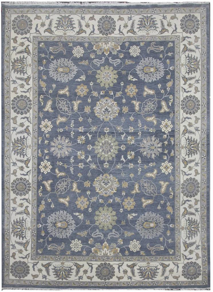 Diamond Carpets koberce Ručne viazaný kusový koberec Diamond DC-Zigler Jeans blue / ivory - 120x170 cm