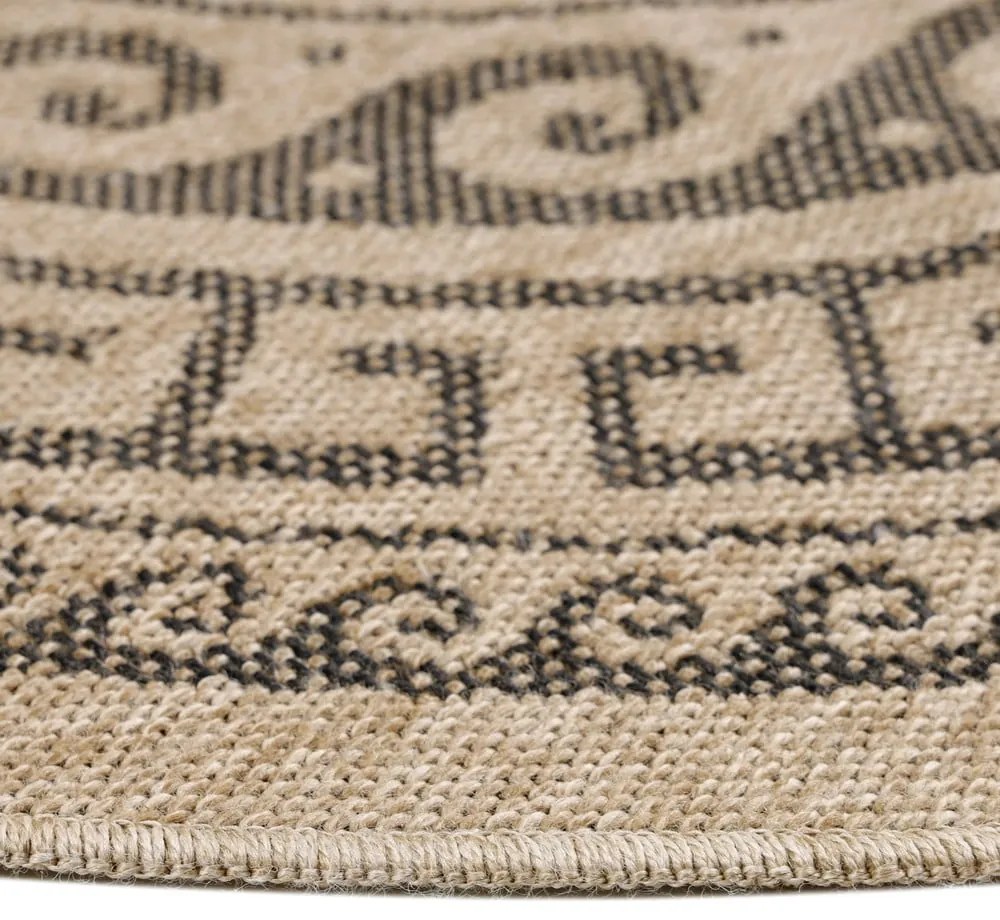 Čierno-béžový okrúhly vonkajší koberec ø 80 cm Comilla – Ayyildiz Carpets