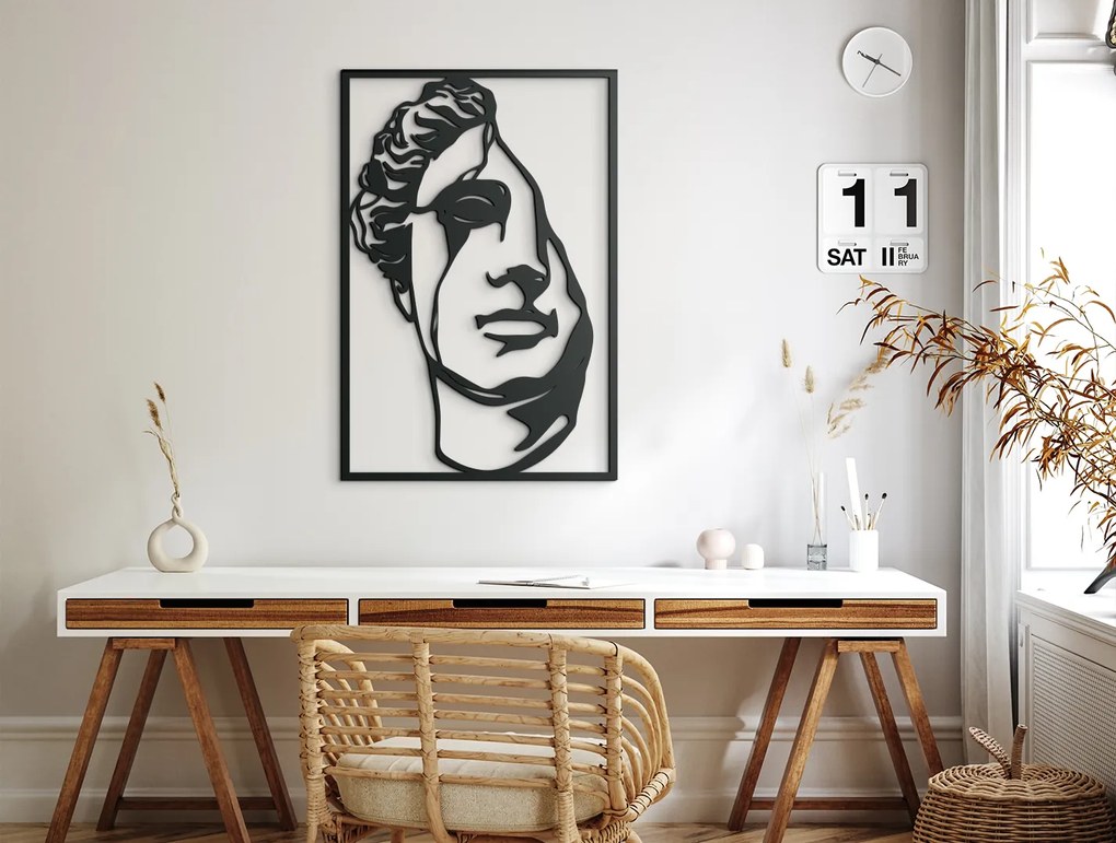 drevko Drevený obraz na stenu Tvár Rozmer obrazu: 44,5 x 30 cm, Farba dekorácie: Čierna