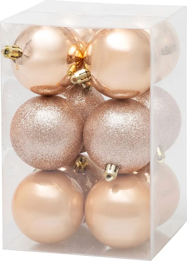 Gule MagicHome Vianoce, 12 ks, ružové zlato, na vianočný stromček, 6 cm