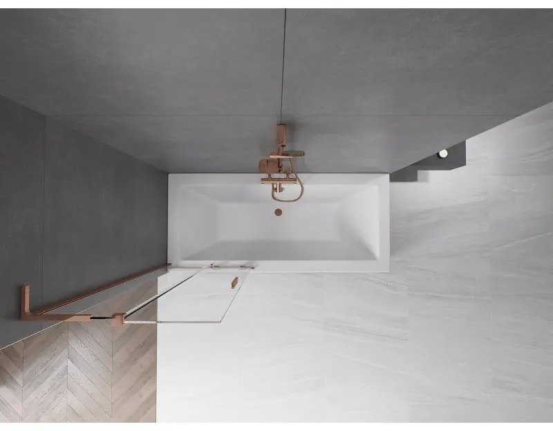 Mexen Velar L, 2-krídlová posuvná vaňová zástena 70 x 150 cm, 8mm číre sklo, ružové zlato, 896-070-003-01-60