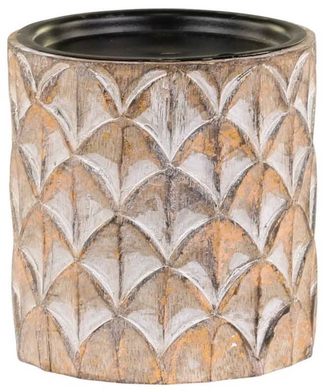 Prírodný antik drevený svietnik na čajovú sviečku Conny L - Ø 9*10 cm