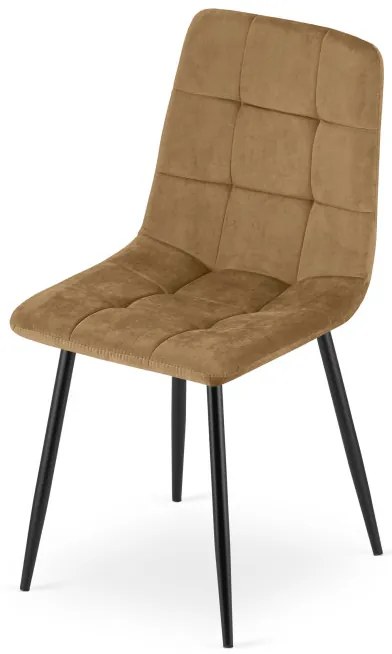 Set štyroch jedálenských stoličiek KARA zamatové, hnedé / čierne nohy (4 ks)