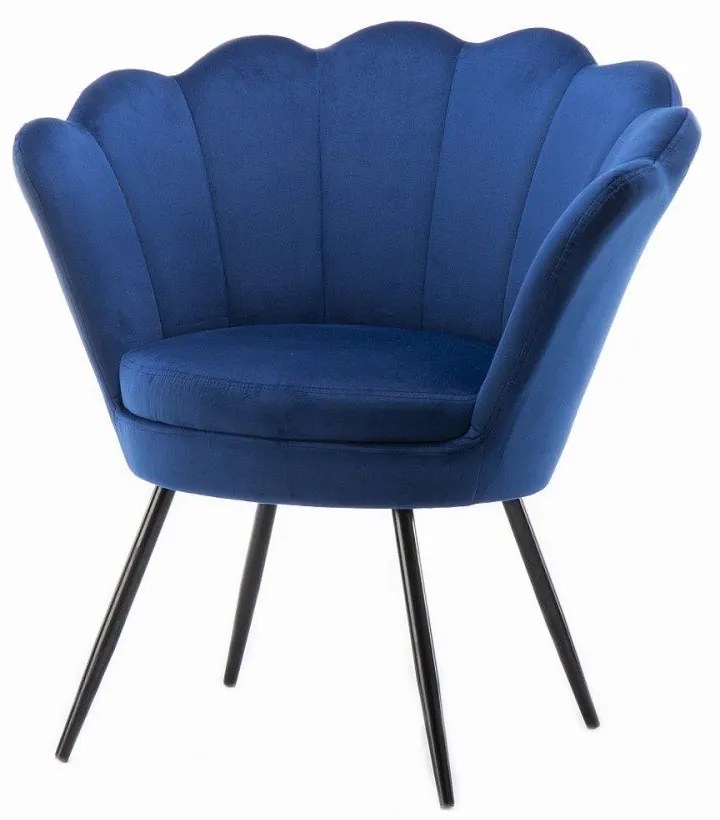 LuxuryForm DESIGN Kreslo FREY VELUR s čiernymi nohami - modré