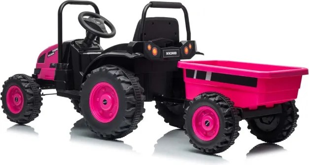Elektrický traktor Milly Mally s prívesom ružový