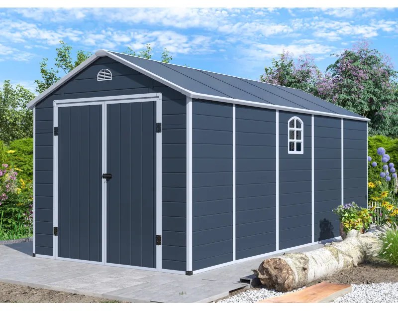 G21 Záhradný domček G21 Boston 1104 - 241 x 456 cm, plastový, šedý