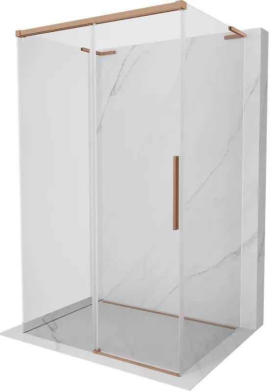 Mexen Rox-3SL, 3-stenný posuvný sprchový kút 95 x 70 cm, 8mm číre sklo, medený matný profil, 8C2L-095-070-65-00-3S