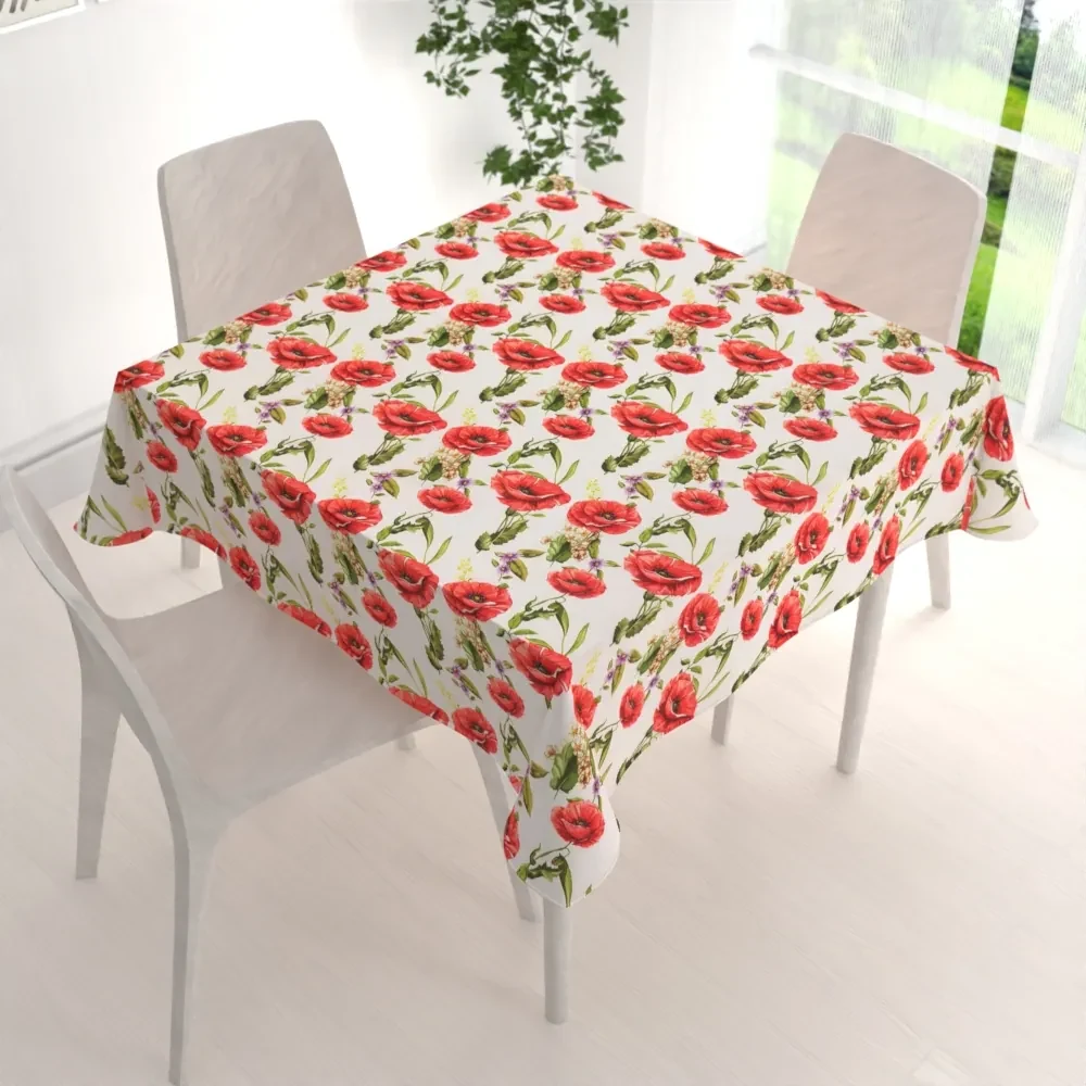 Biante Dekoračný štvorcový obrus PML-101 Vlčie maky na bielom 40x40 cm