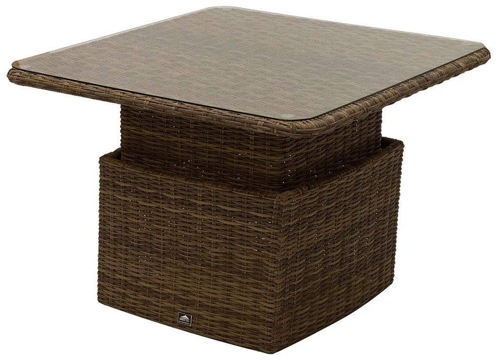 Deokork Ratanový stôl výsuvný jedálenský/odkladací 100 x 100 cm BORNEO LUXURY (hnedá)