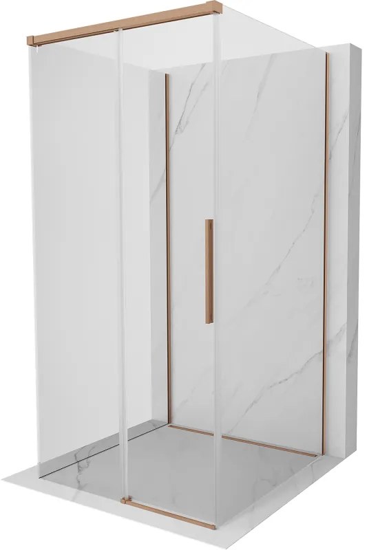 Mexen Rox-3S, 3-stenný sprchový kút 95 x 95 cm, 8mm číre sklo, medený profil, 8C2-095-095-65-00-3S