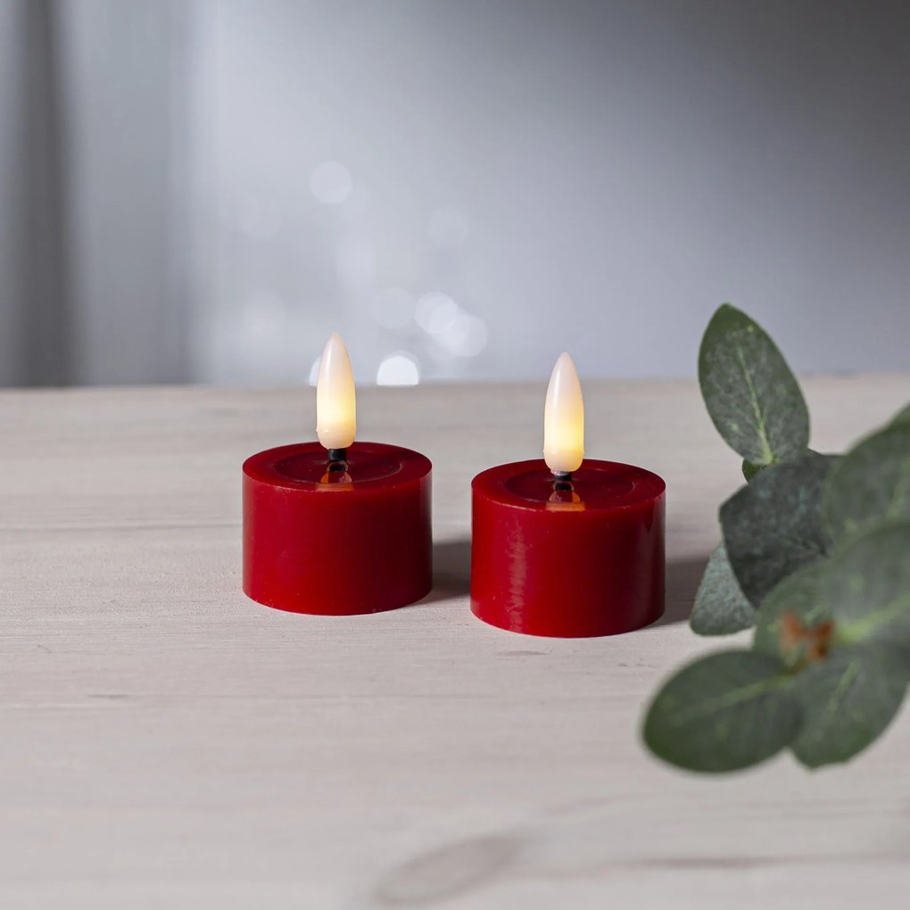 STAR TRADING Čajová LED svíčka Flamme Flow Red 4 cm – set 2 ks