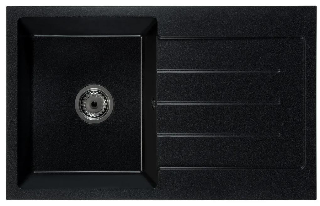 Kuchynský drez Ruxom (čierna + textúra) (s 2 otvormi pre batériu) (P). Vlastná spoľahlivá doprava až k Vám domov. 1066300