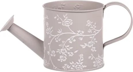 Obal na kvetináč tvar krhla, šedý s bielymi ružami%