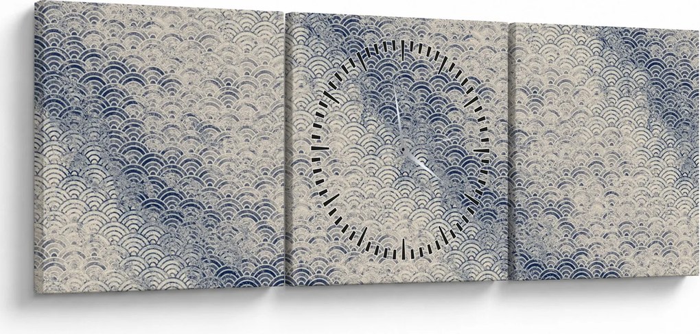 Obraz - Vzor vlniek (s hodinami) (90x30 cm)